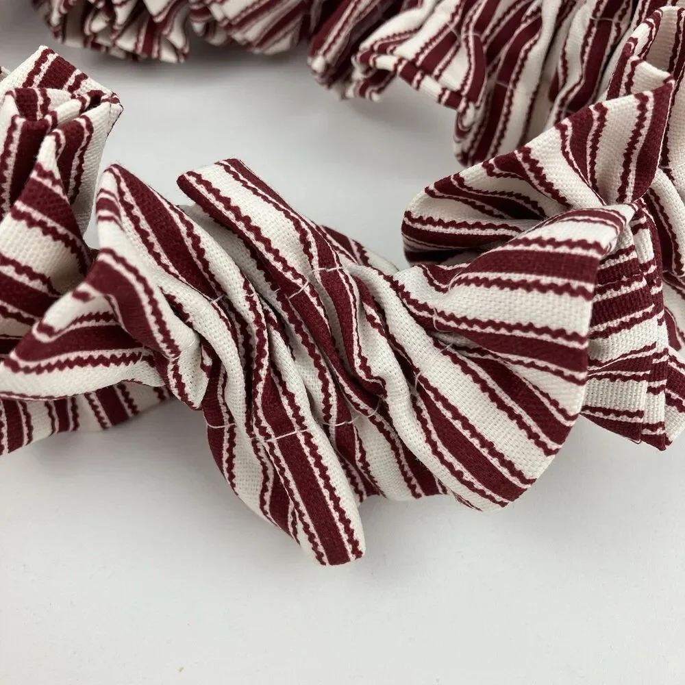 Longaberger Red Circular Ticking Basket Garter Liner | 8